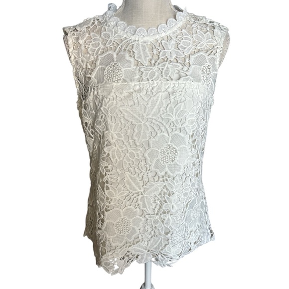 Nanette Lepore Lace Sleeveless Top in Marshmallow Size Medium NWT - Picture 4 of 10